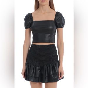 NWT - Avec Les Filles - Faux leather crop top